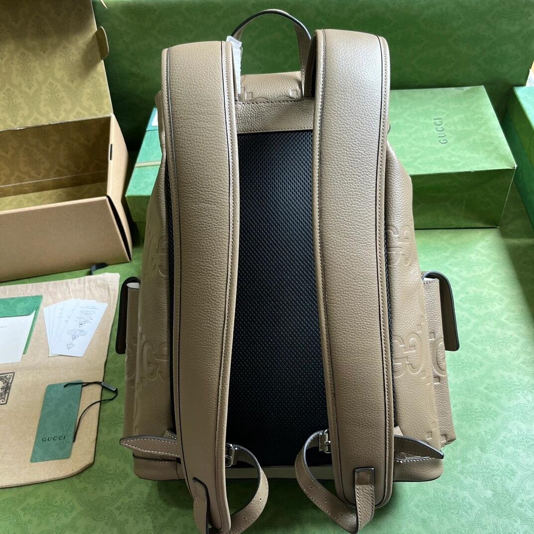 Gucci 739503 Jumbo GG Small Backpack Taupe