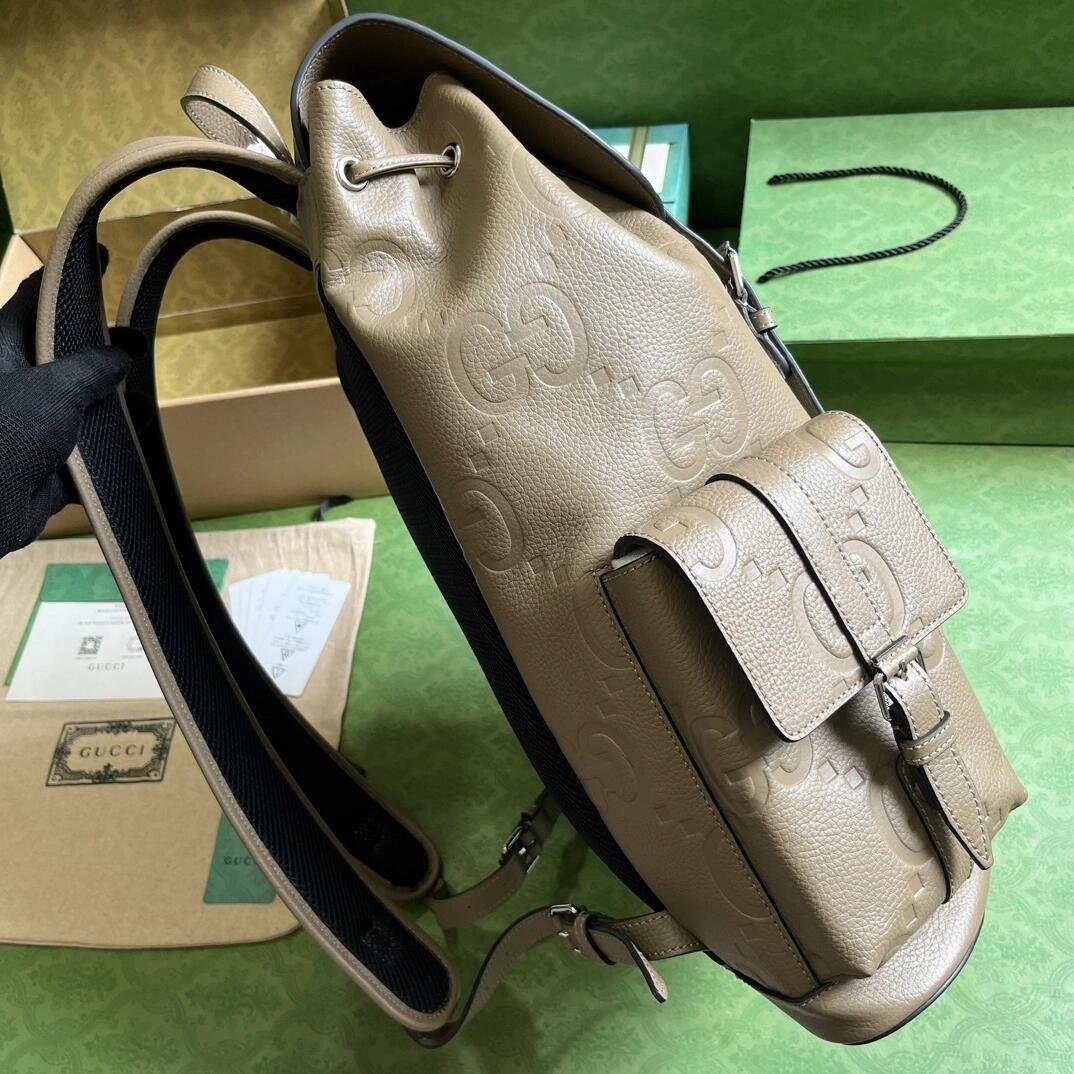Gucci 739503 Jumbo GG Small Backpack Taupe