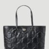 Gucci 631685 GG matelassé leather medium tote Bag Black