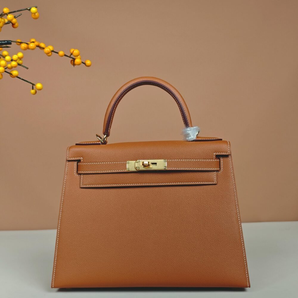 Mirror Top Hermes Sellier Kelly 28cm of Epsom Leather Bag 20335 Tan