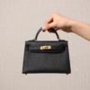 Hermes Mini Kelly Pouchette Epsom Leather H230241 Black Gold