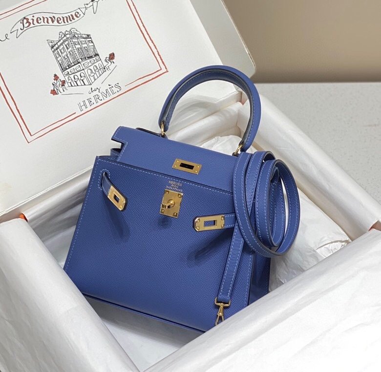 Hermes Sellier Kelly 28cm of Epsom Leather Bag 20338 Blue