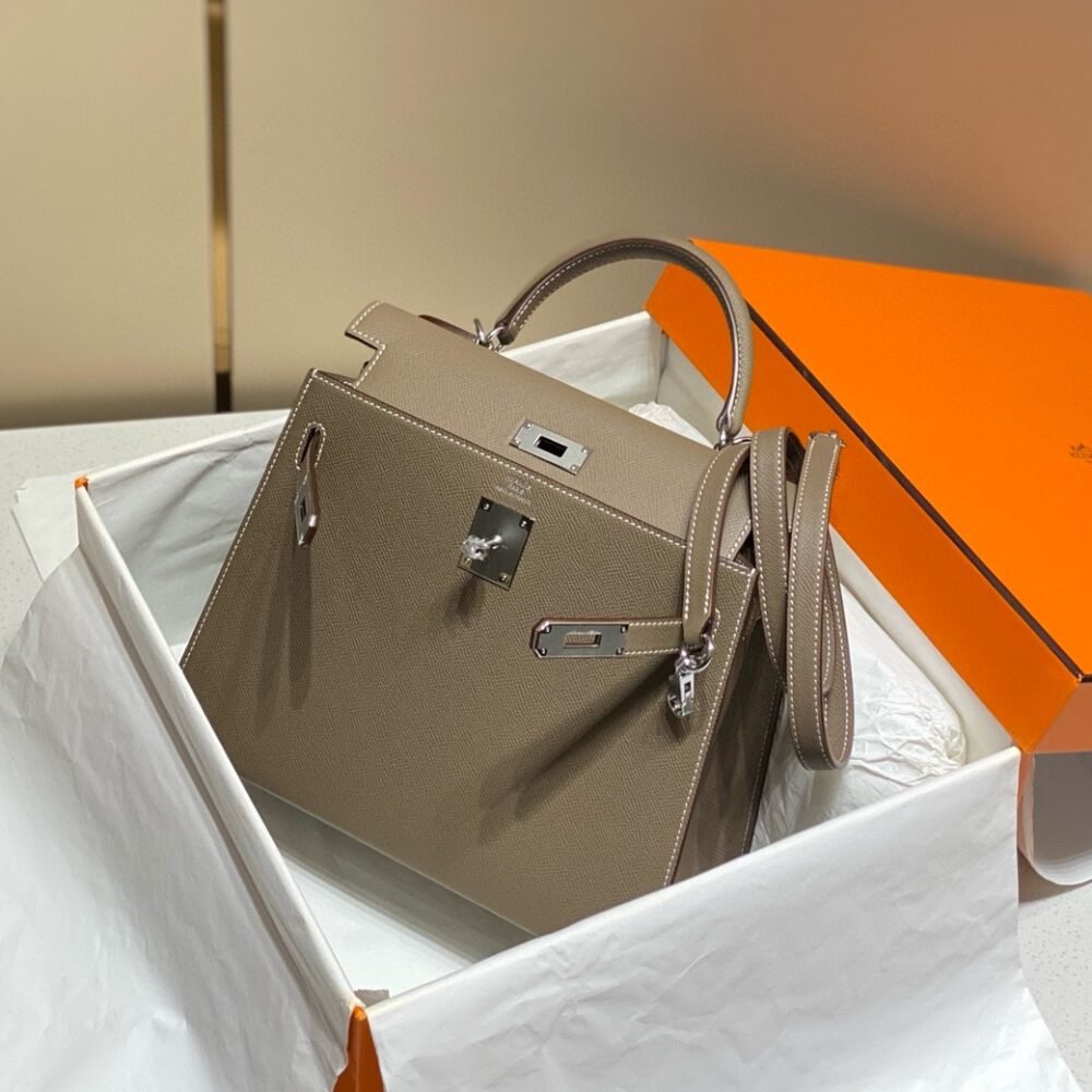 Hermes Sellier Kelly 28cm of Epsom Leather Bag 20337 Dark Gray