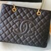Replica Chanel Grand Shopping Top Quality Black Tote Quilted Caviar High A50995