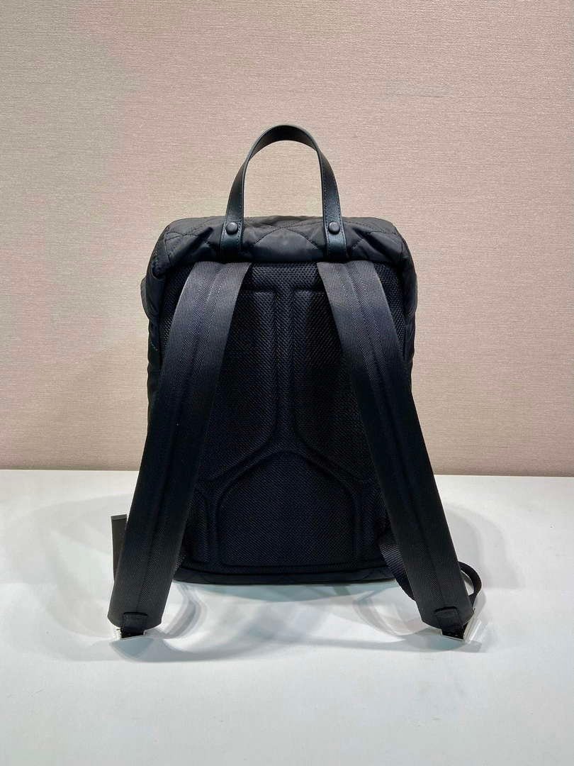 Prada 2VZ135 Re-Nylon Padded Backpack With Hood Black