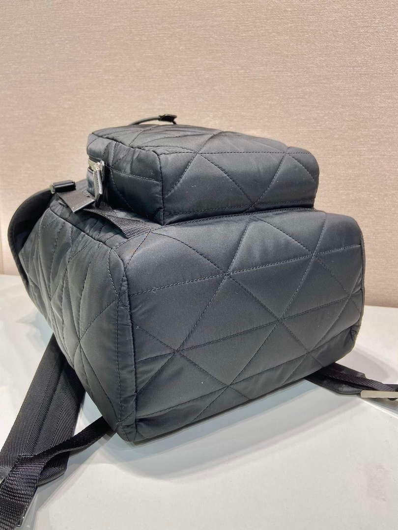 Prada 2VZ135 Re-Nylon Padded Backpack With Hood Black