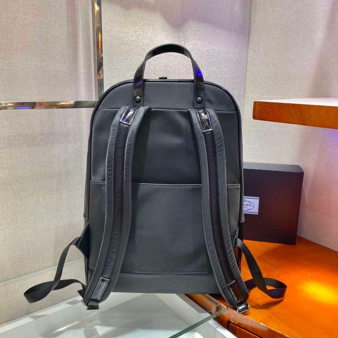Prada 2VZ084 Re-Nylon and Leather Backpack Black