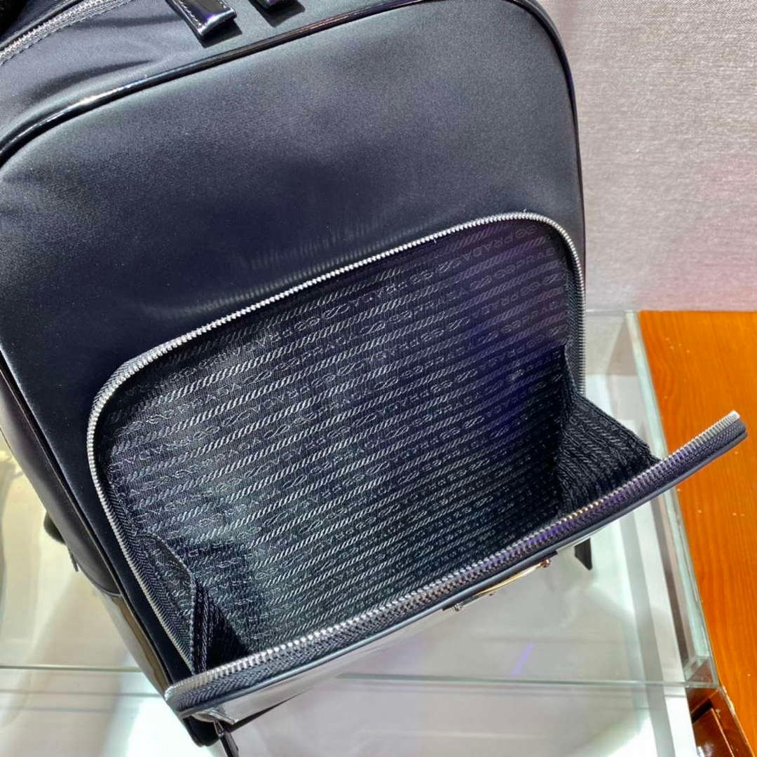 Prada 2VZ084 Re-Nylon and Leather Backpack Black