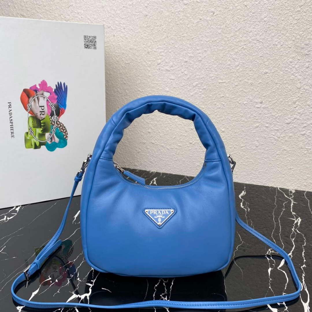 Prada 1BA384 Prada Soft Padded Nappa Leather Mini Bag Light Blue