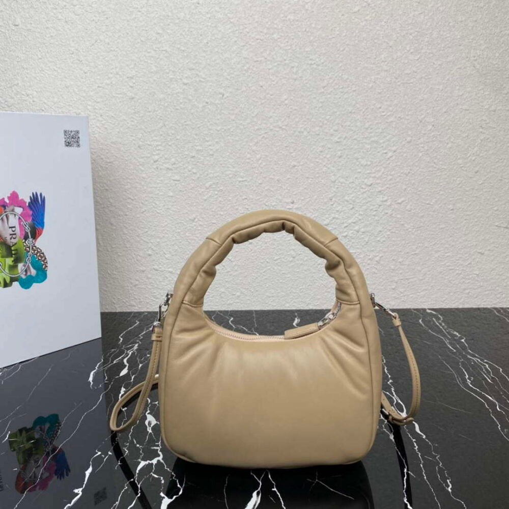 Prada 1BA384 Prada Soft Padded Nappa Leather Mini Bag Tan