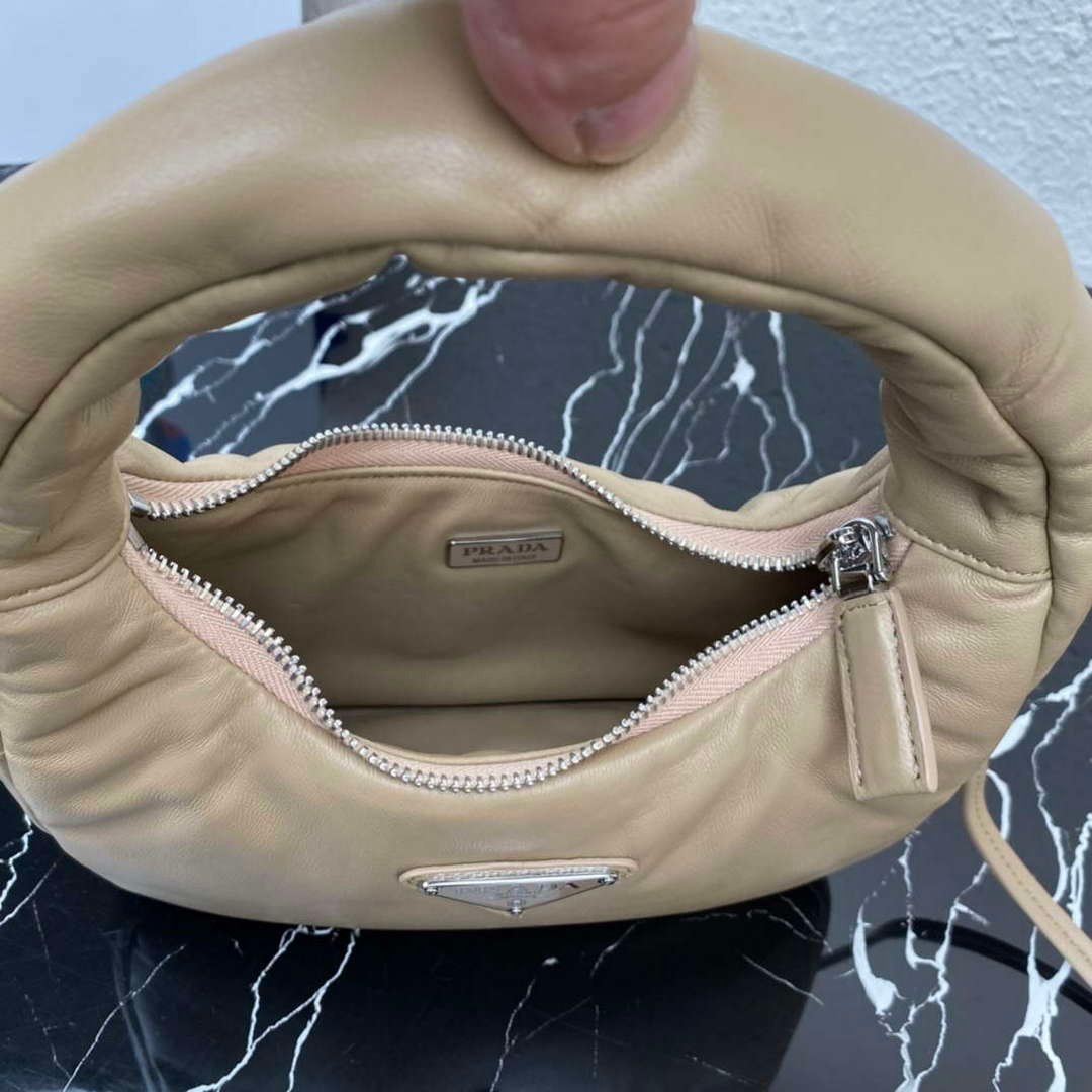 Prada 1BA384 Prada Soft Padded Nappa Leather Mini Bag Tan
