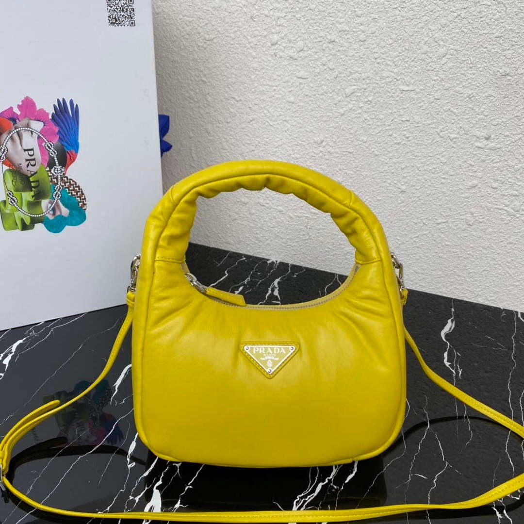 Prada 1BA384 Prada Soft Padded Nappa Leather Mini Bag Yellow