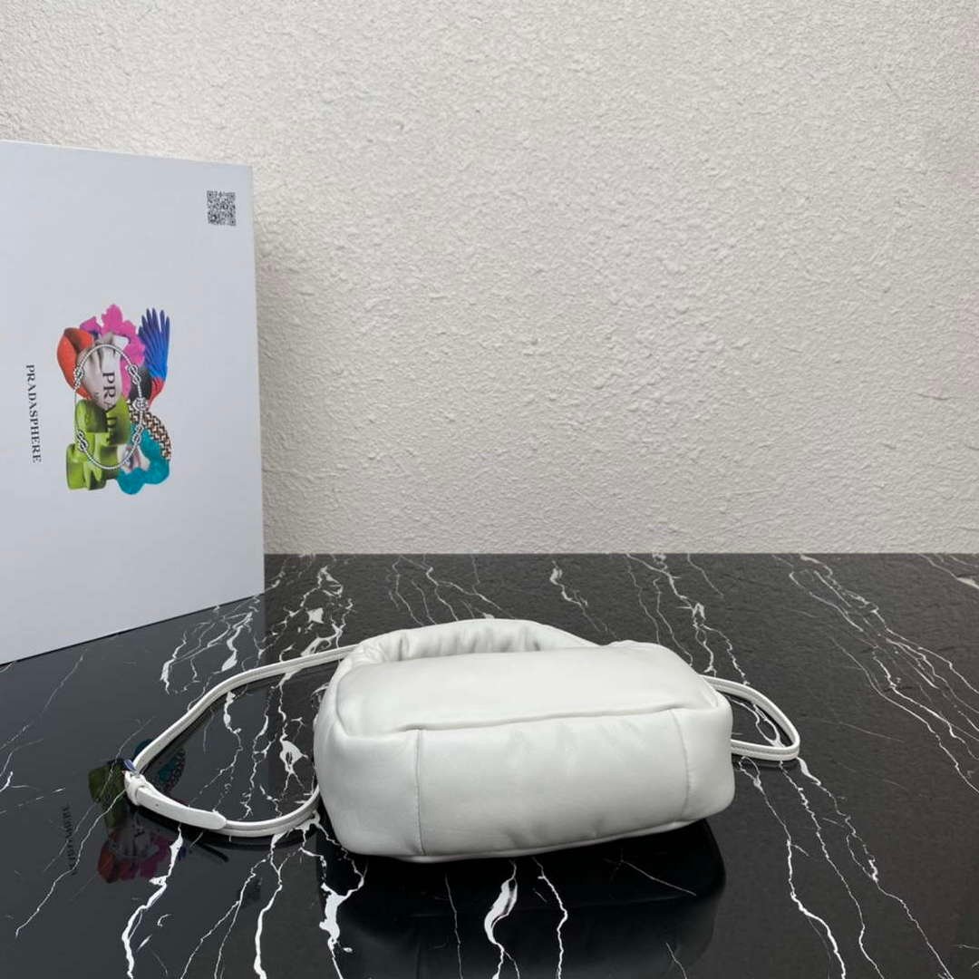 Prada 1BA384 Prada Soft Padded Nappa Leather Mini Bag White