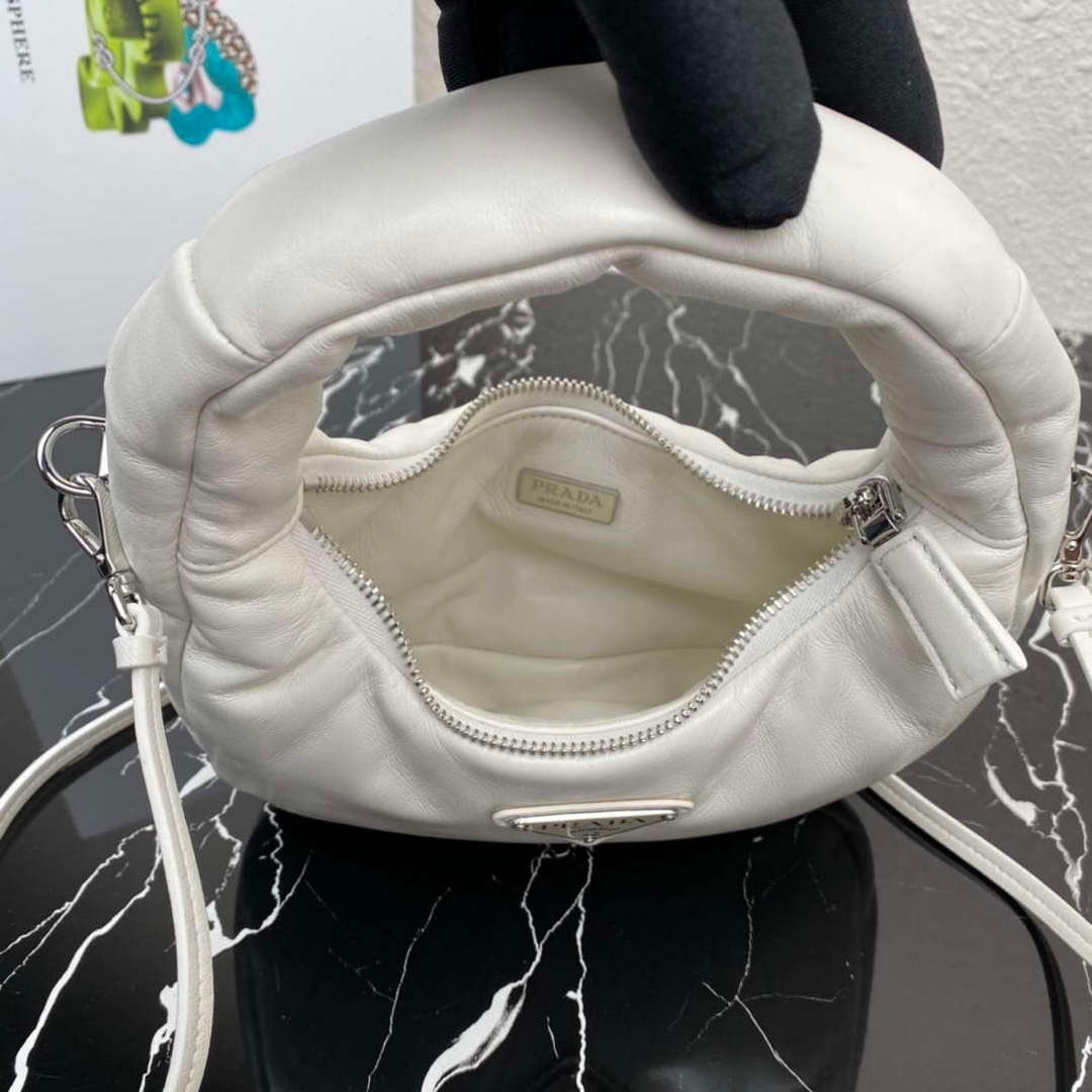 Prada 1BA384 Prada Soft Padded Nappa Leather Mini Bag White