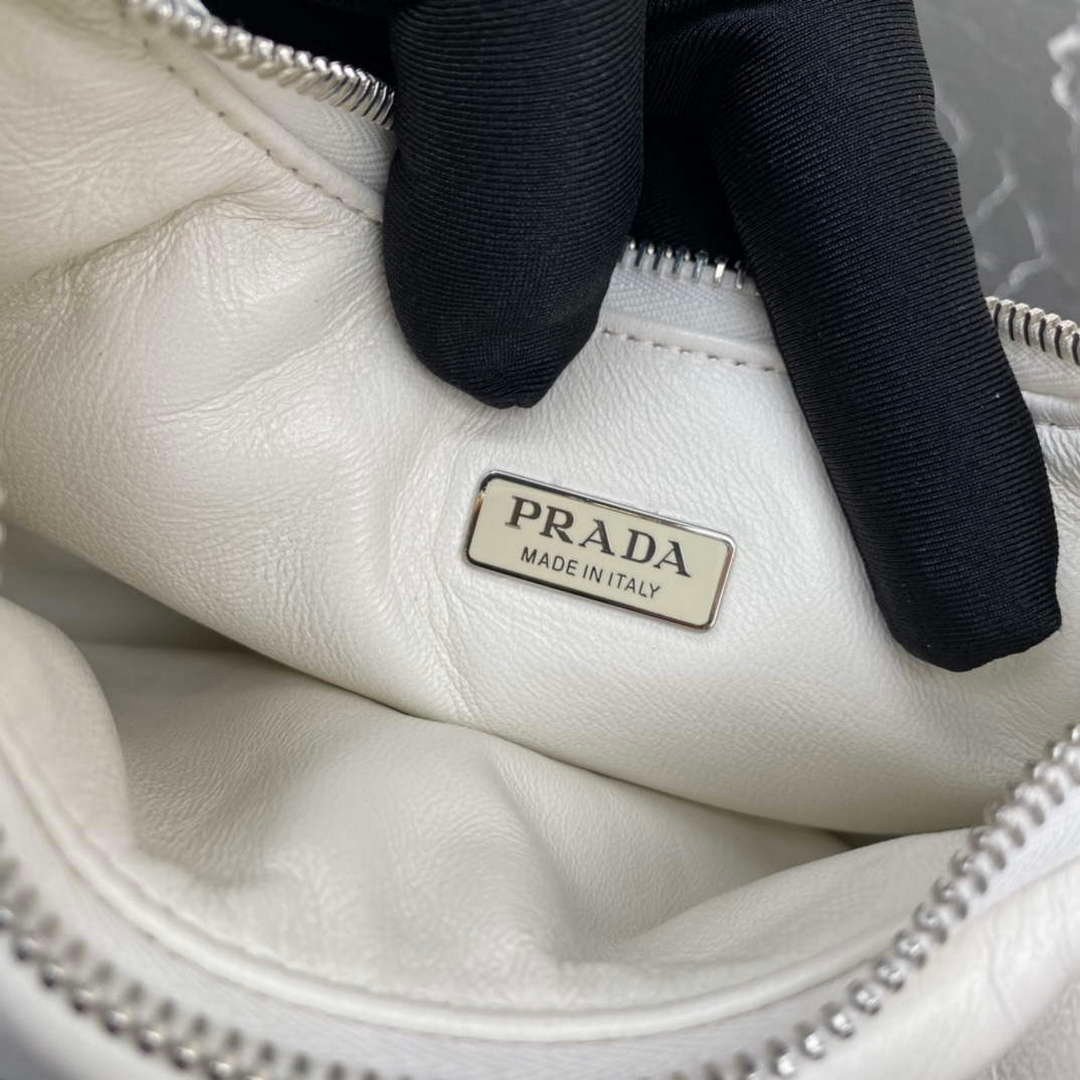 Prada 1BA384 Prada Soft Padded Nappa Leather Mini Bag White