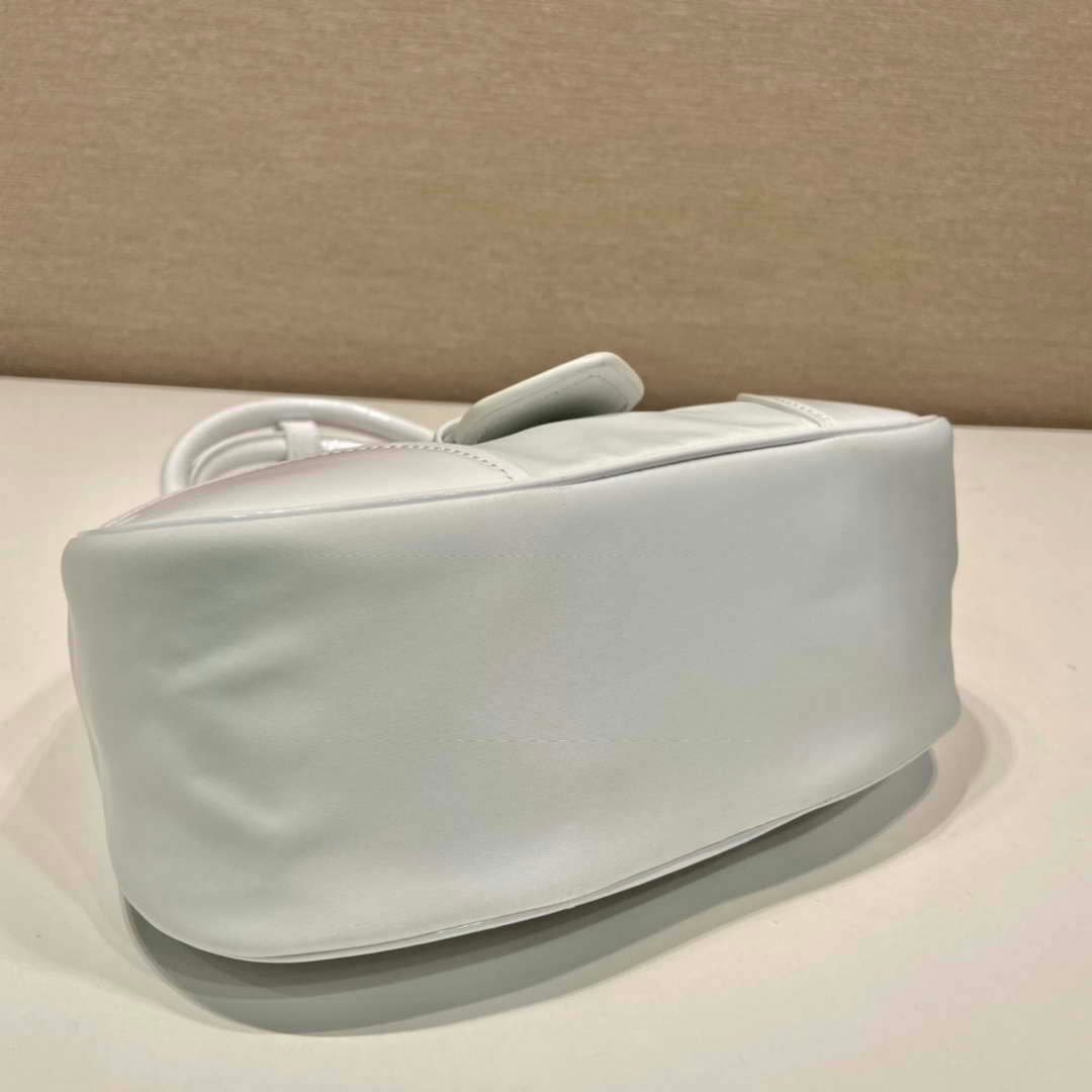 Prada 1BA368 Moon padded patent leather bag White