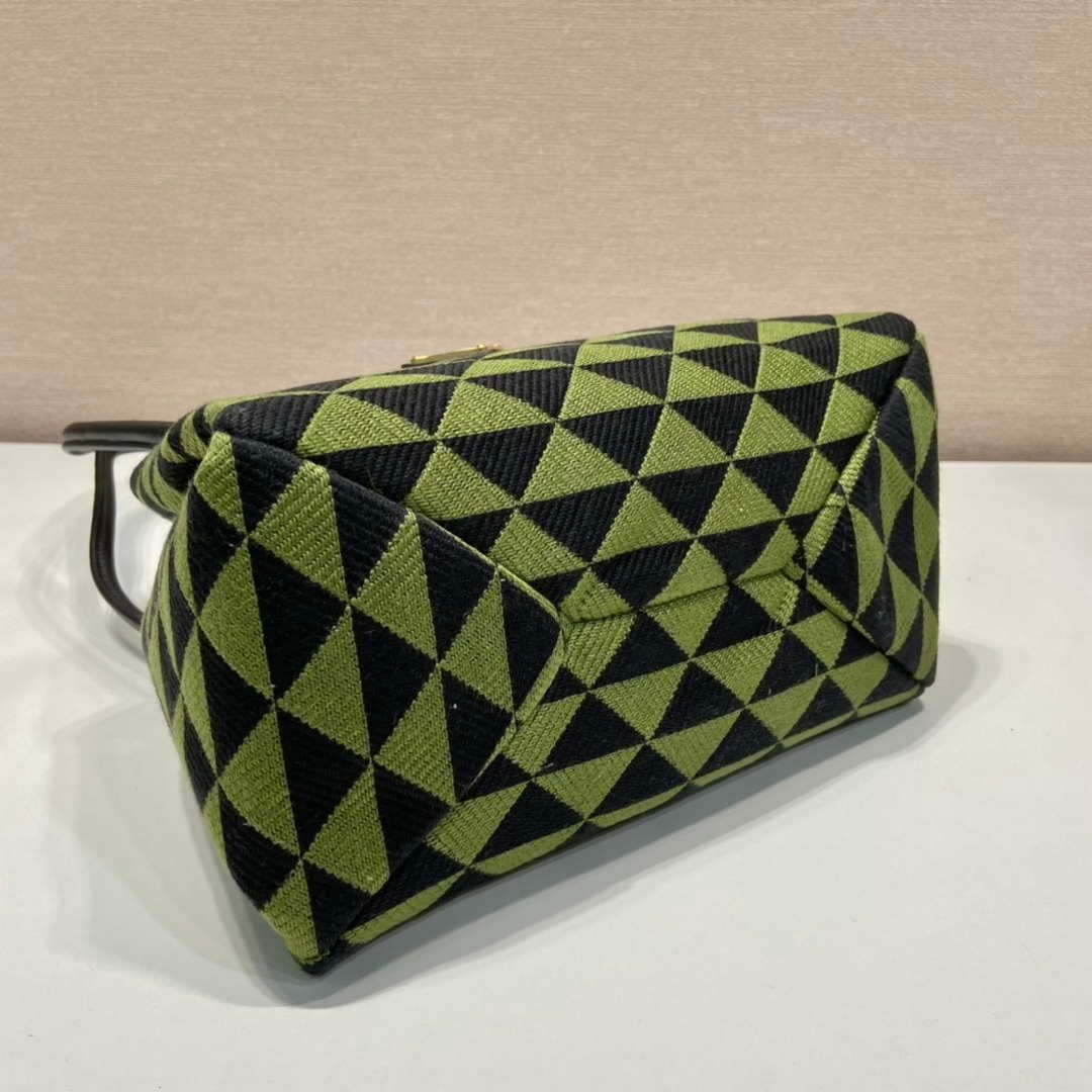Prada 1BA368 From The Runway Small embroidered fabric Prada Symbole bag Black Ivy Green