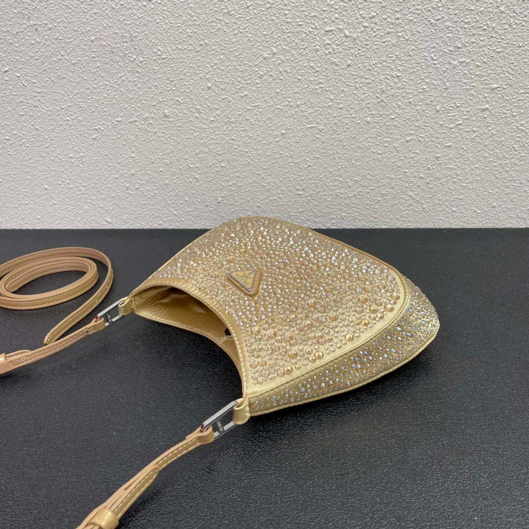 Prada 1BC169 Prada Cleo satin bag with appliqués Gold