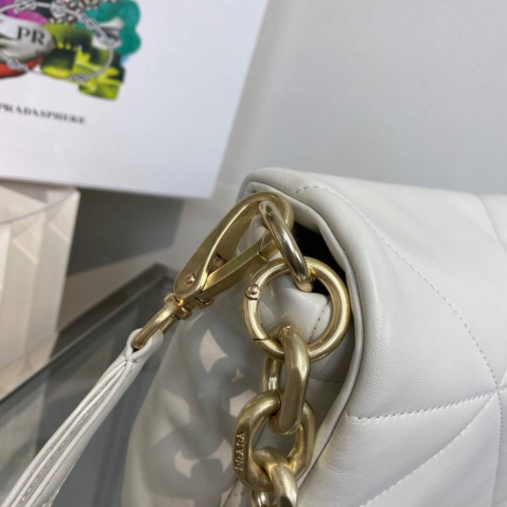 Prada Padded nappa leather shoulder bag 1BD306 Beige