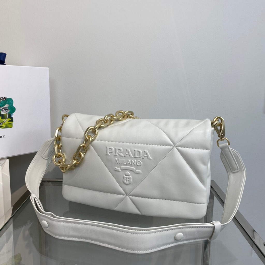Prada Padded nappa leather shoulder bag 1BD306 Beige