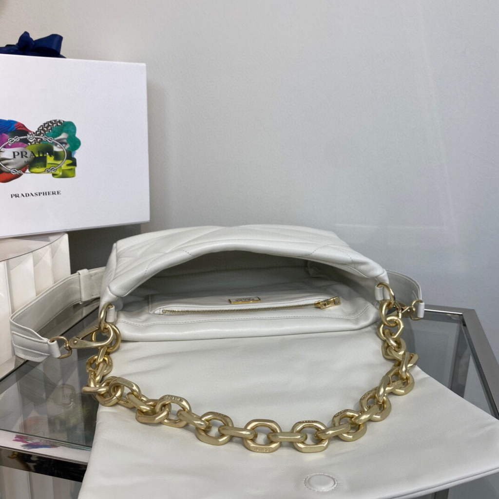 Prada Padded nappa leather shoulder bag 1BD306 Beige