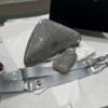 Prada 1NE190 Crystal-studded satin pouch Gray