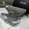Prada 1NE190 Crystal-studded satin pouch Gray