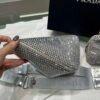 Prada 1NE190 Crystal-studded satin pouch Gray