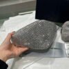 Prada 1NE190 Crystal-studded satin pouch Gray