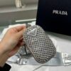 Prada 1NE190 Crystal-studded satin pouch Gray