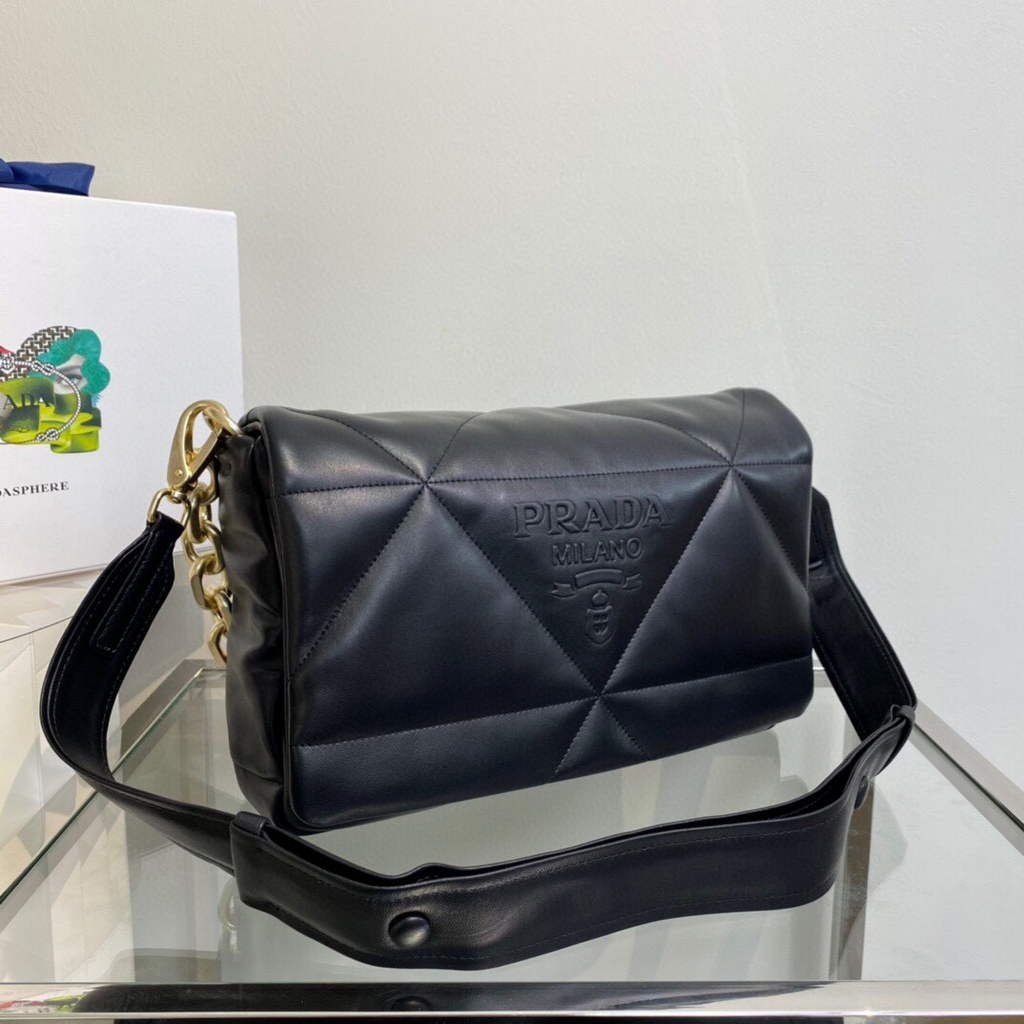 Prada Padded nappa leather shoulder bag 1BD306 Black