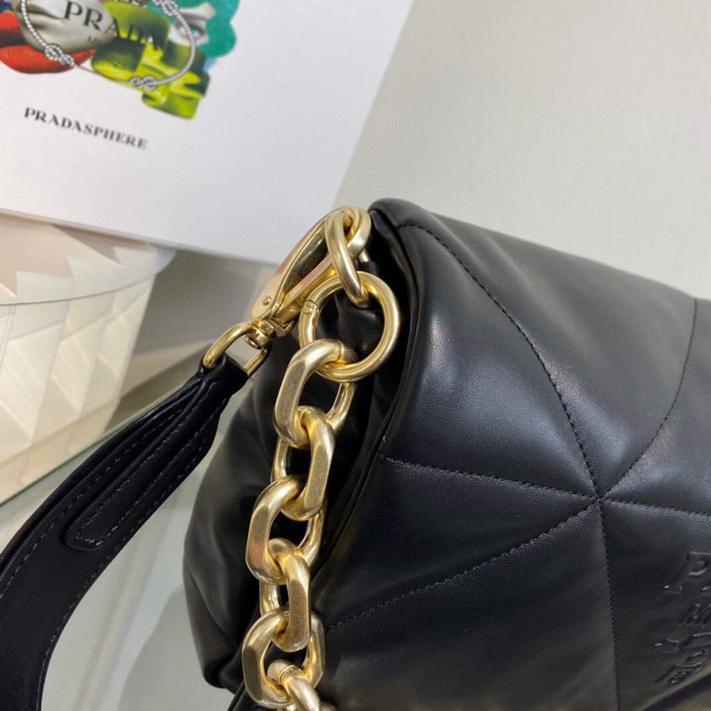 Prada Padded nappa leather shoulder bag 1BD306 Black