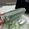 Prada 1NE190 Crystal-studded satin pouch Green