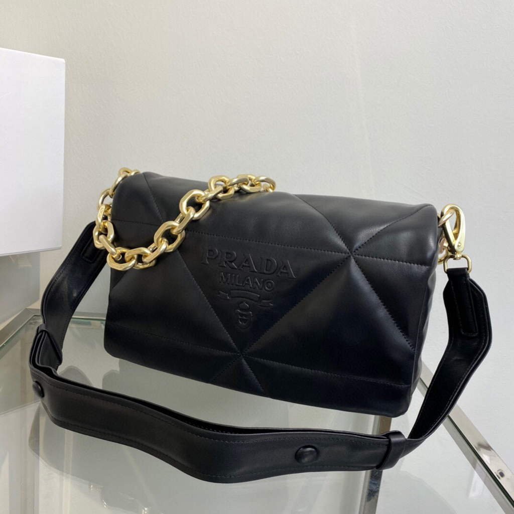 Prada Padded nappa leather shoulder bag 1BD306 Black