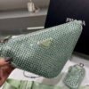 Prada 1NE190 Crystal-studded satin pouch Green