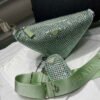 Prada 1NE190 Crystal-studded satin pouch Green