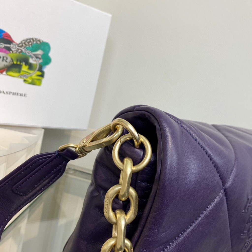 Prada Padded nappa leather shoulder bag 1BD306 Purple