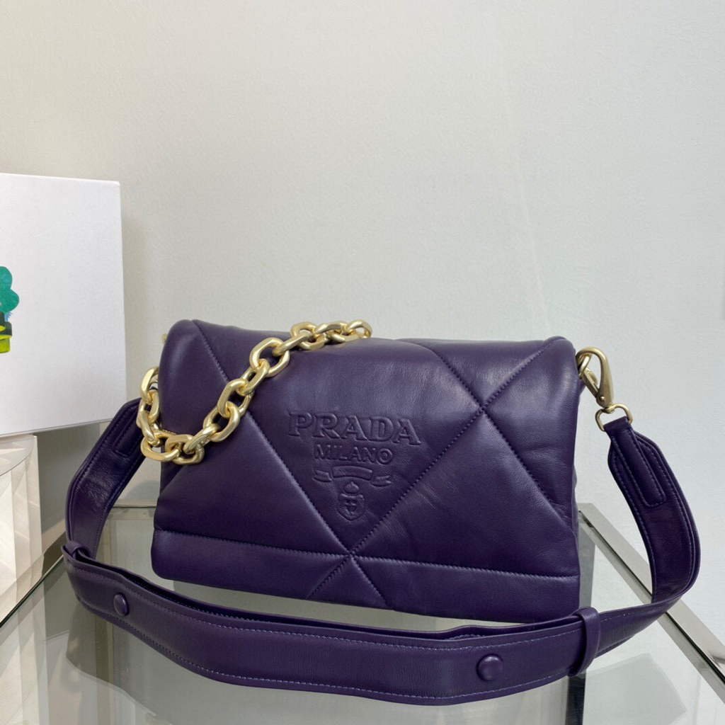 Prada Padded nappa leather shoulder bag 1BD306 Purple