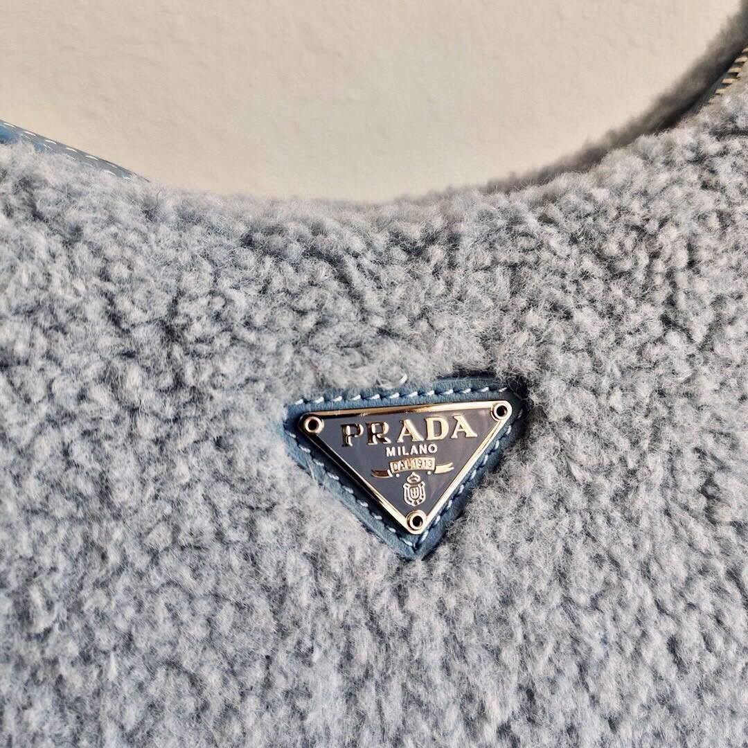 Prada 1NE515 Re Edition 2000 Shearling Mini Bag Blue