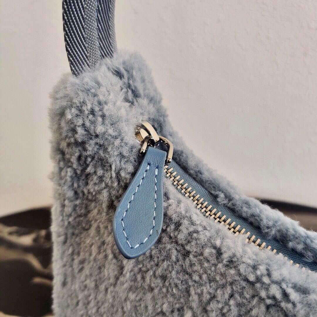 Prada 1NE515 Re Edition 2000 Shearling Mini Bag Blue