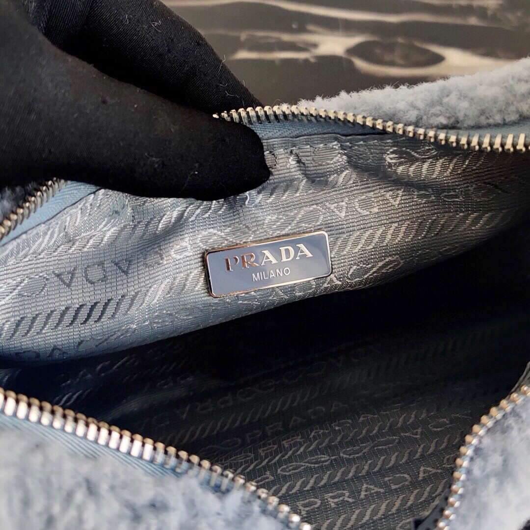 Prada 1NE515 Re Edition 2000 Shearling Mini Bag Blue