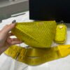 Prada 1NE190 Crystal-studded satin pouch Yellow