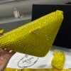 Prada 1NE190 Crystal-studded satin pouch Yellow