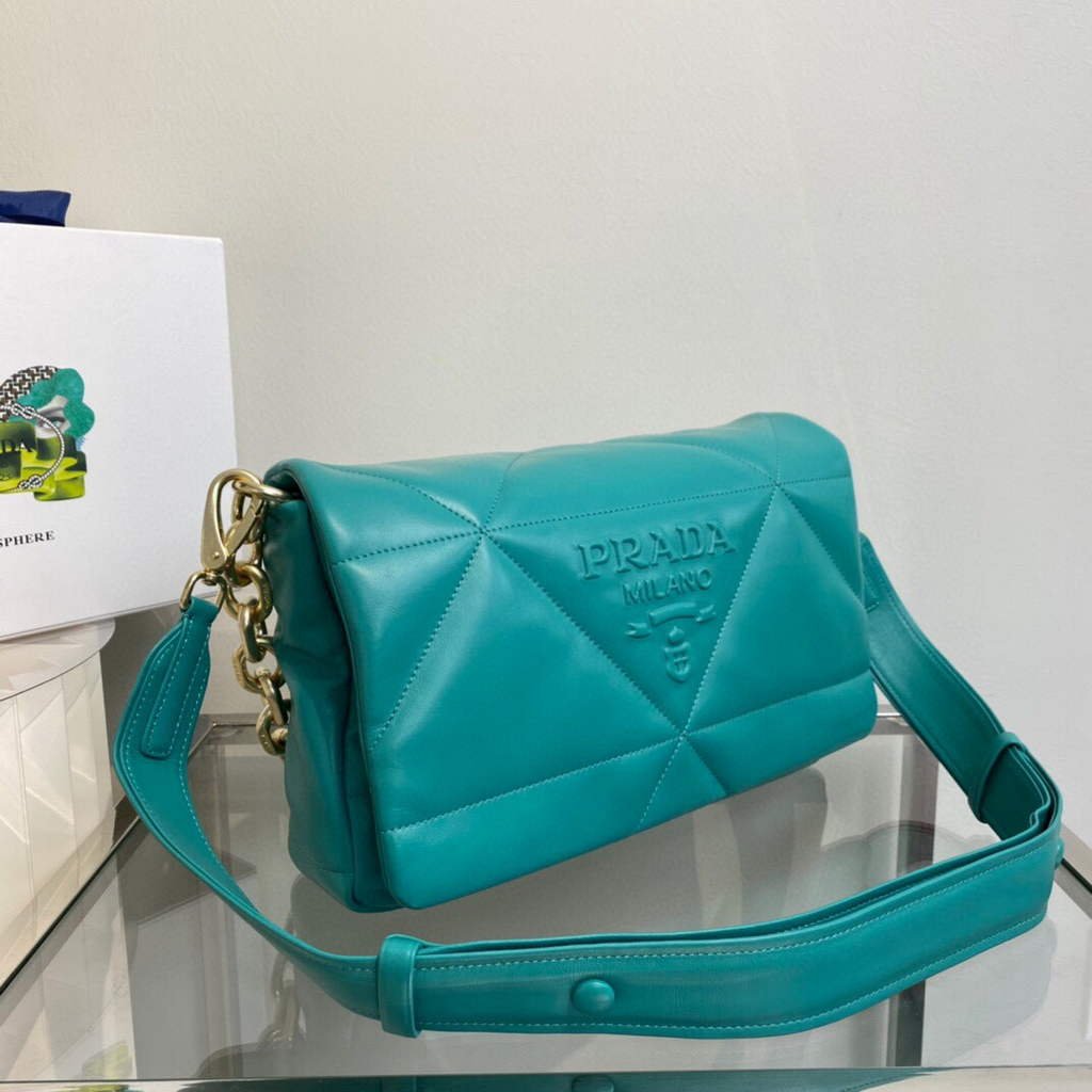 Prada Padded nappa leather shoulder bag 1BD306 Green