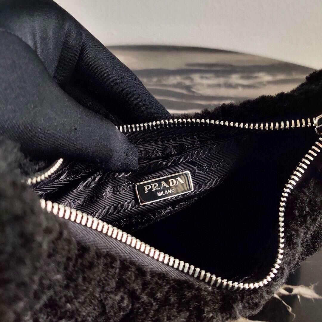 Prada 1NE515 Re Edition 2000 Shearling Mini Bag Black