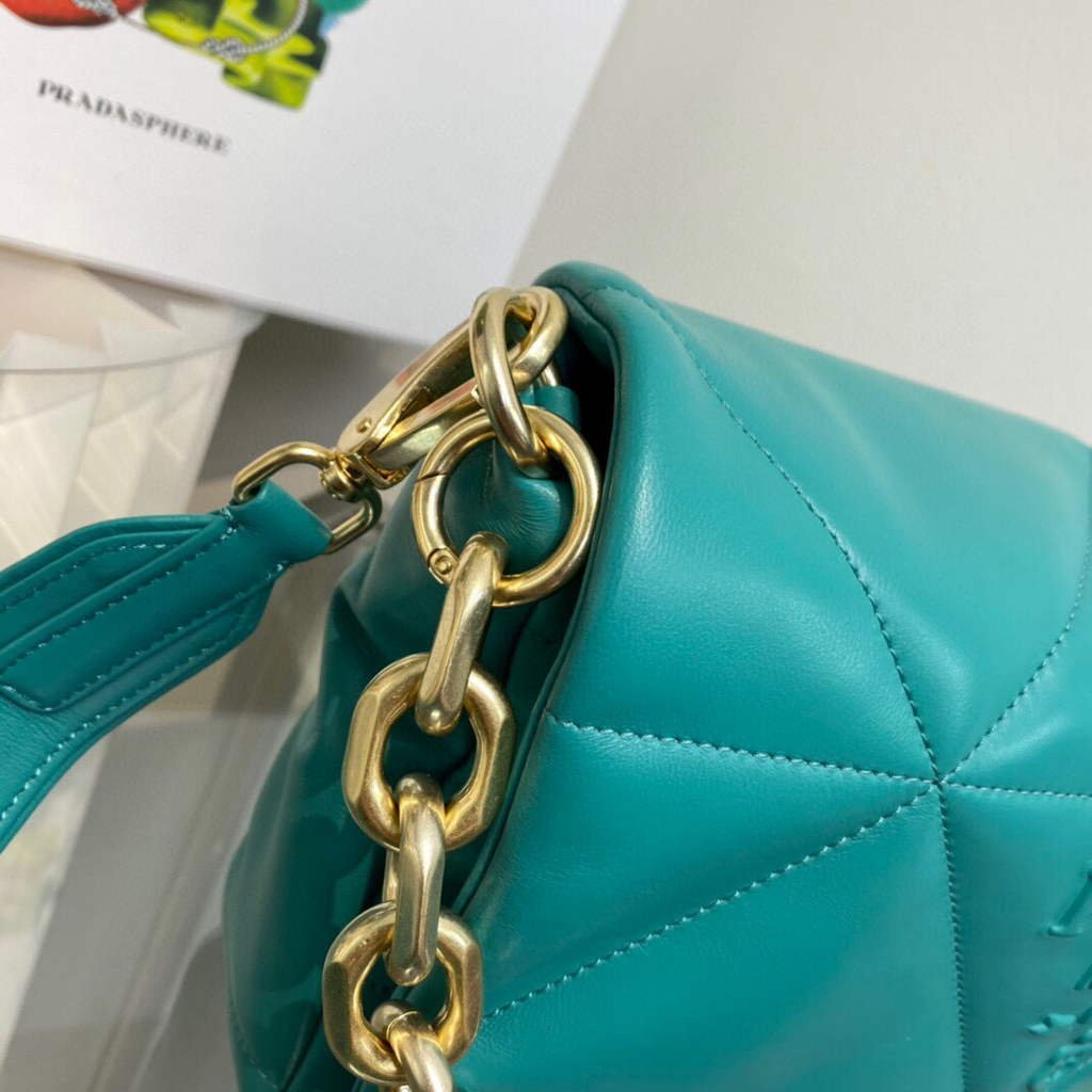 Prada Padded nappa leather shoulder bag 1BD306 Green