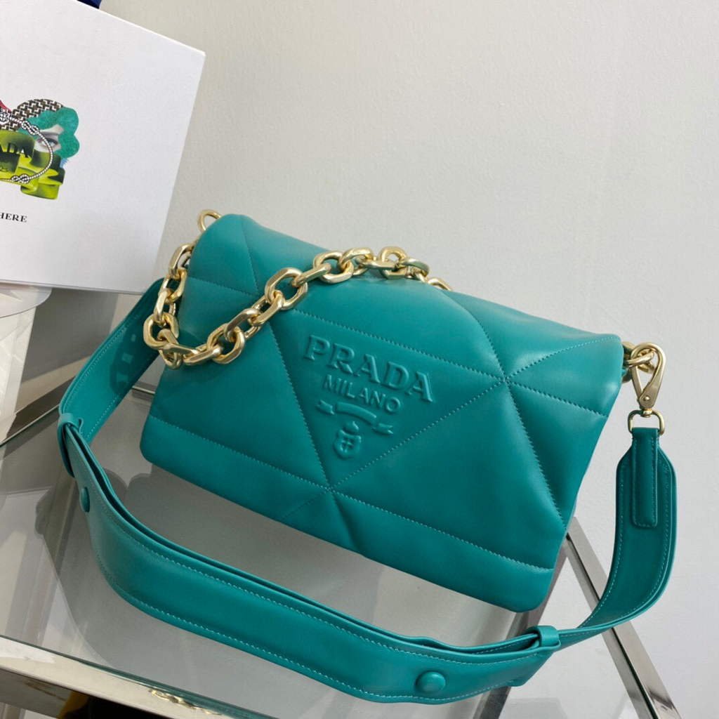 Prada Padded nappa leather shoulder bag 1BD306 Green