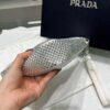 Prada 1NE039 Crystal-studded satin pouch White