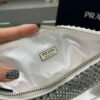 Prada 1NE039 Crystal-studded satin pouch White
