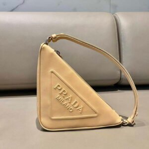 Prada 1NQ043 Triangle leather pouch Apricot